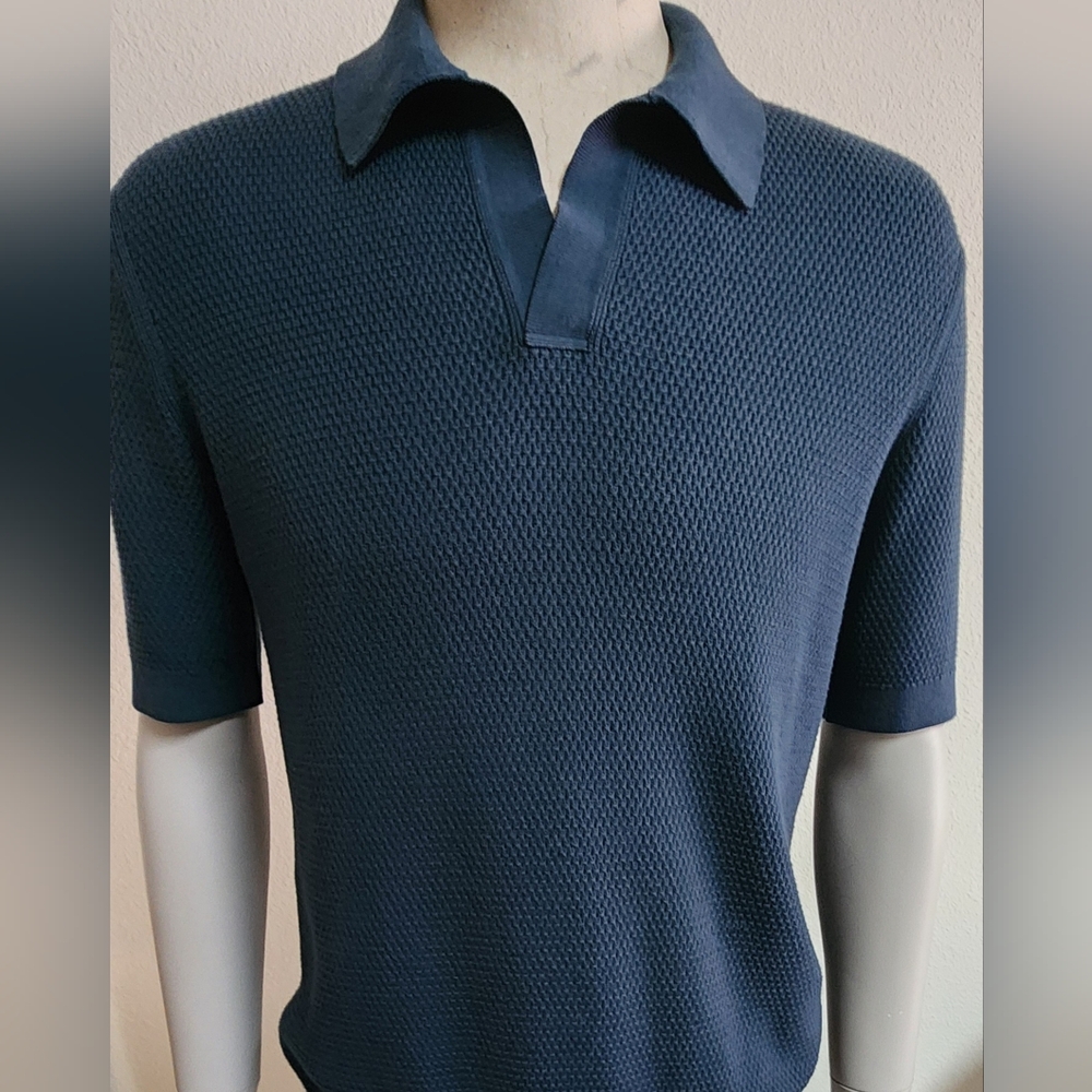 Zegna dark teal blue polo shirt, crafted from ZEGNA's exclusive Premium Cotton